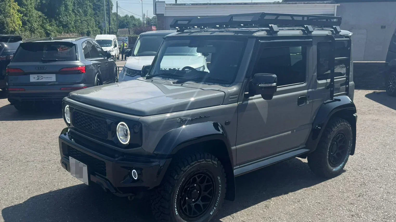 Suzuki Jimny (2018+) with Satin Black Magpie M-01 wheels and BF Goodrich KO3 tyres in a 215/70R16 size