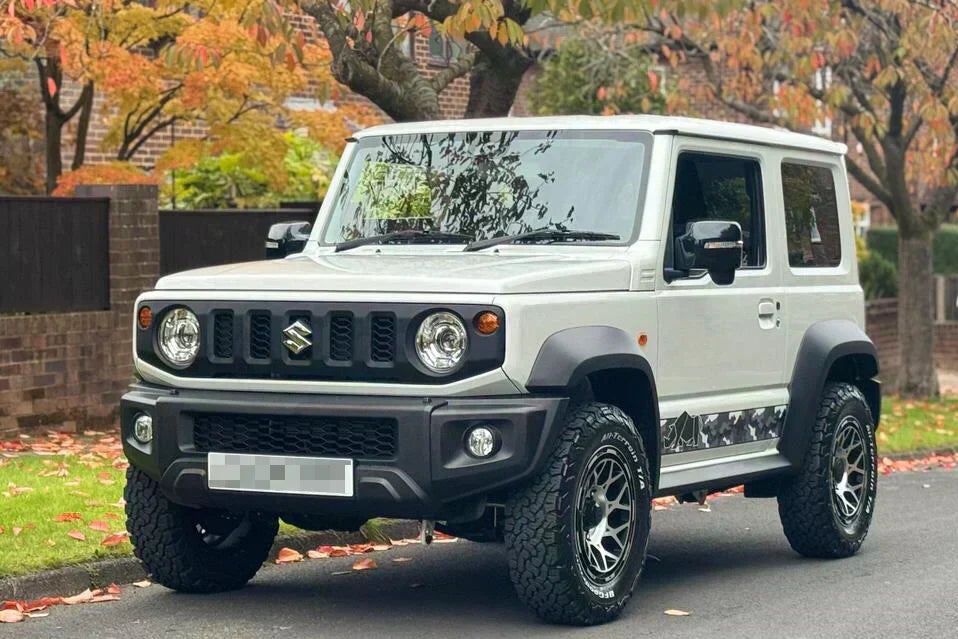 Suzuki Jimny (2018+) with Magpie M-01 wheels in the Satin Black with Machined Face variant, BF Goodrich KO3 tyres and Front Runner Rear Ladder.