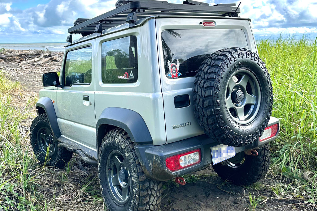 White Suzuki Jimny with BRADLEY V wheels in Gunmetallic